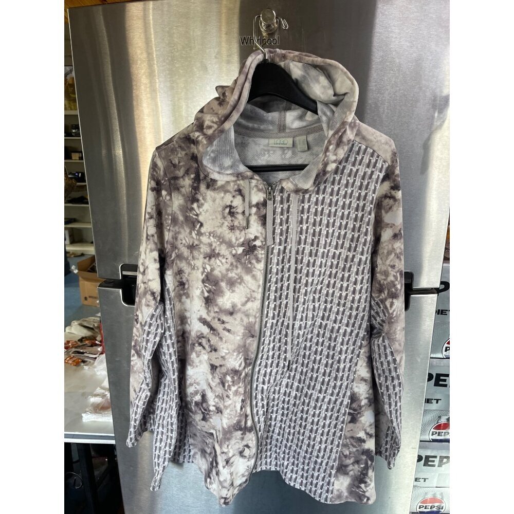 LOGO Lounge Womens Hooded‎ Jacket 1X Tie-Dye Style With Zipper Closure